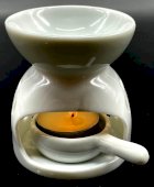 Brûleur Huile Céramique Chauffe Plat Blanc 8cm