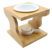 Brûleur Huile Céramique & Bois Stylisé 12cm