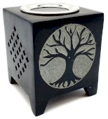 Brûleur Huile Pierre Ajouré Arbre de Vie 10cm