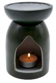 Brûleur Huile Pierre Ajouré Noir/Vert 13cm