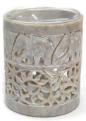 Brûleur Huile Pierre Ajouré Mini Eléphants 11cm