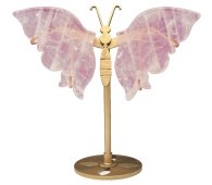 Papillon Quartz Rose sur socle 14cm