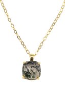 Collier Argent 925 Agate Mousse Carrée