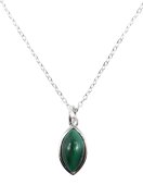 Collier Argent 925 'Larme Argentée' - Malachite