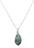 Collier Argent 925 'Larme Argentée' - Turquoise