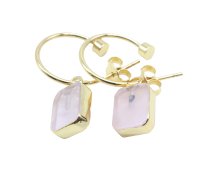 Boucles d'oreilles Argent 925 'Arche Doré' - Quartz Rose