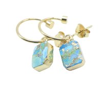 Boucles d'oreilles Argent 925 'Arche Doré' - Turquoise