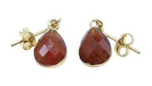 Boucles d'oreilles Argent 925 'Ondée Dorée' - Grenat