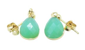 Boucles d'oreilles Argent 925 'Ondée Dorée' - Jade Vert