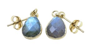 Boucles d'oreilles Argent 925 'Ondée Dorée' - Labradorite