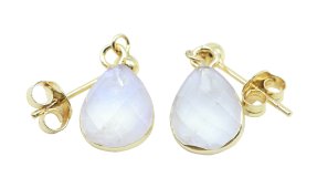 Boucles d'oreilles Argent 925 'Ondée Dorée' - Pierre de Lune