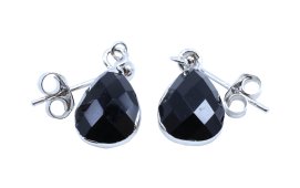Boucles d'oreilles Argent 925 'Ondée Argentée' - Onyx