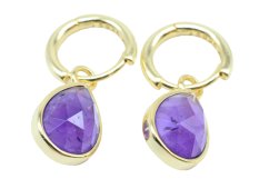 Boucles d'oreilles Argent 925 'Halo Minéral' - Améthyste