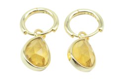 Boucles d'oreilles Argent 925 'Halo Minéral' - Citrine