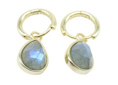 Boucles d'oreilles Argent 925 'Halo Minéral' - Labradorite