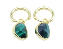 Boucles d'oreilles Argent 925 'Halo Minéral' - Malachite