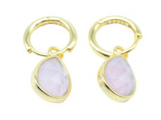 Boucles d'oreilles Argent 925 'Halo Minéral' - Quartz Rose