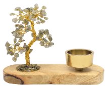 Arbre du Bonheur Labradorite + Bougeoir 17cm