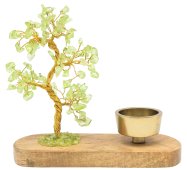 Arbre du Bonheur Péridot + Bougeoir 17cm