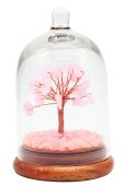 Arbre du Bonheur Quartz Rose sous cloche 12cm