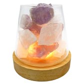 Lampe Diffuseur Améthyste + Cristal de Roche 10cm