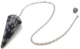 Pendule conique Obsidienne Neige 3.5cm