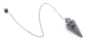 Pendule Goutte Obsidienne Neige 3cm