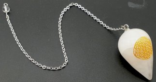 Pendule Gravé Fleur de Vie 4cm - Cristal de Roche