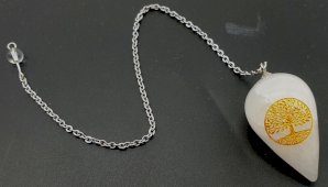 Pendule Gravé Arbre de Vie 4cm - Cristal de Roche