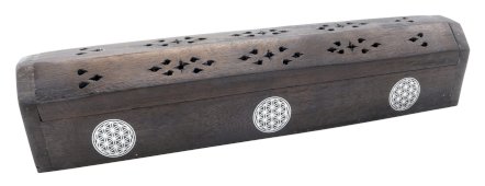 Porte-Encens Bois Coffret Fleur de Vie 30cm
