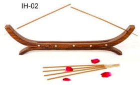 Porte-Encens Bois Double Pirogue 36cm