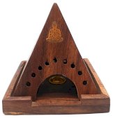 Porte-Encens Bois Pyramide Bouddha 10cm