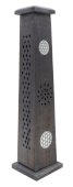Porte-Encens Bois Tour Fleur de Vie 30cm