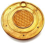 Porte-Encens Bois Rond Fleur de Vie 10cm