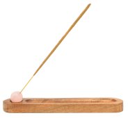 Porte-encens Ski + Quartz Rose Percé 21cm
