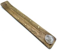 Porte-Encens Bois Ski 25cm + Cristal de Roche