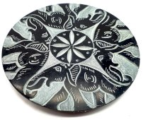 Porte-Encens Pierre Rond 4 Elephants 10cm