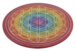 Porte-Encens Pierre Rond Fleur de Vie Dégradé 10cm