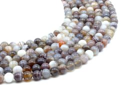 Perles Agate Bostwana 'AA' 8mm sur fil 40cm