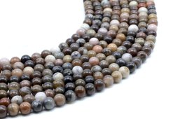 Perles Agate Fossile 6mm sur fil 40cm