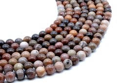 Perles Agate Fossile 8mm sur fil 40cm