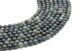 Perles Agate Mousse 6mm sur fil 40cm