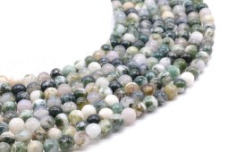 Perles Agate Arbre 6mm sur fil 40cm