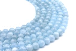 Perles Aigue Marine 10mm sur fil 40cm