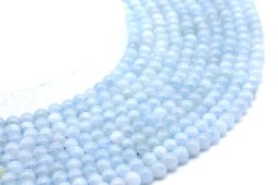 Perles Aigue Marine 4mm sur fil 40cm