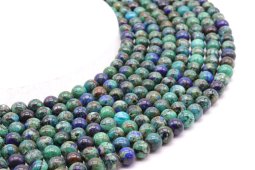 Perles Azurite 'AAA' 6mm sur fil 40cm