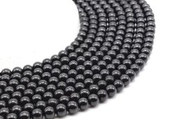 Perles Spinelle Noire 6mm sur fil 40cm