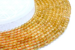 Perles Citrine Naturelle 4mm sur fil 40cm