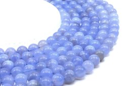 Perles Calcédoine Bleue 'AA' 10mm sur fil 40cm