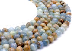 Perles Calcite Bleue 10mm sur fil 40cm